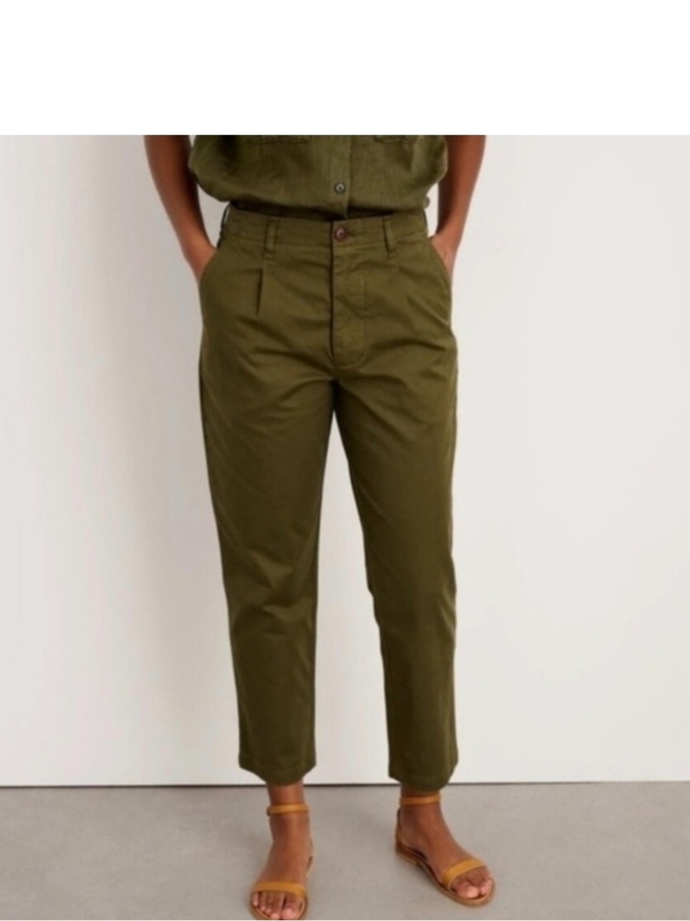 Alex Mill Size 14 Boy Pleated Chinos in Green